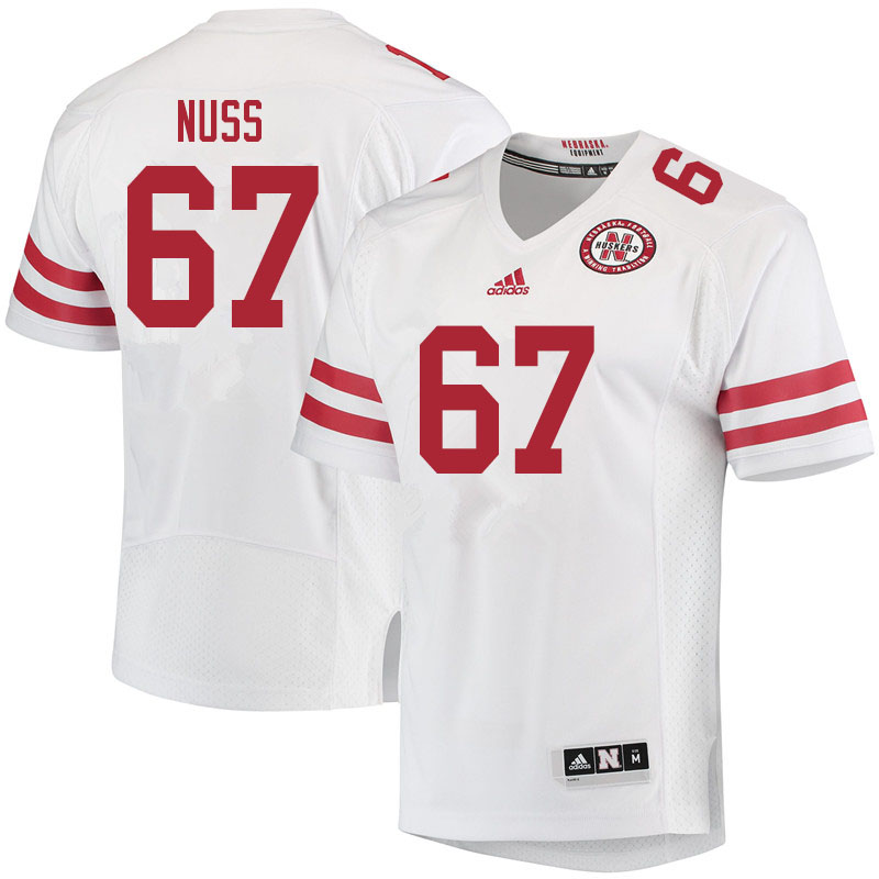 Women #67 Garrett Nuss Nebraska Cornhuskers College Football Jerseys Sale-White